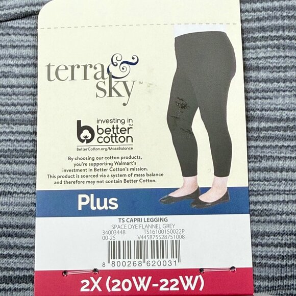 Terra & Sky Women's Space Dye Grey Capri Legging Plus Size 2X (20W-20W) NWT - Picture 5 of 11